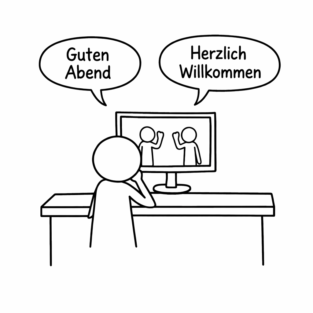 A learner watching German content on a computer