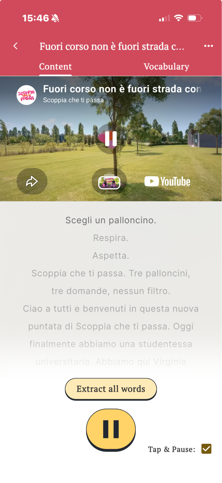 Creating flashcards directly from a YouTube video transcript with one click