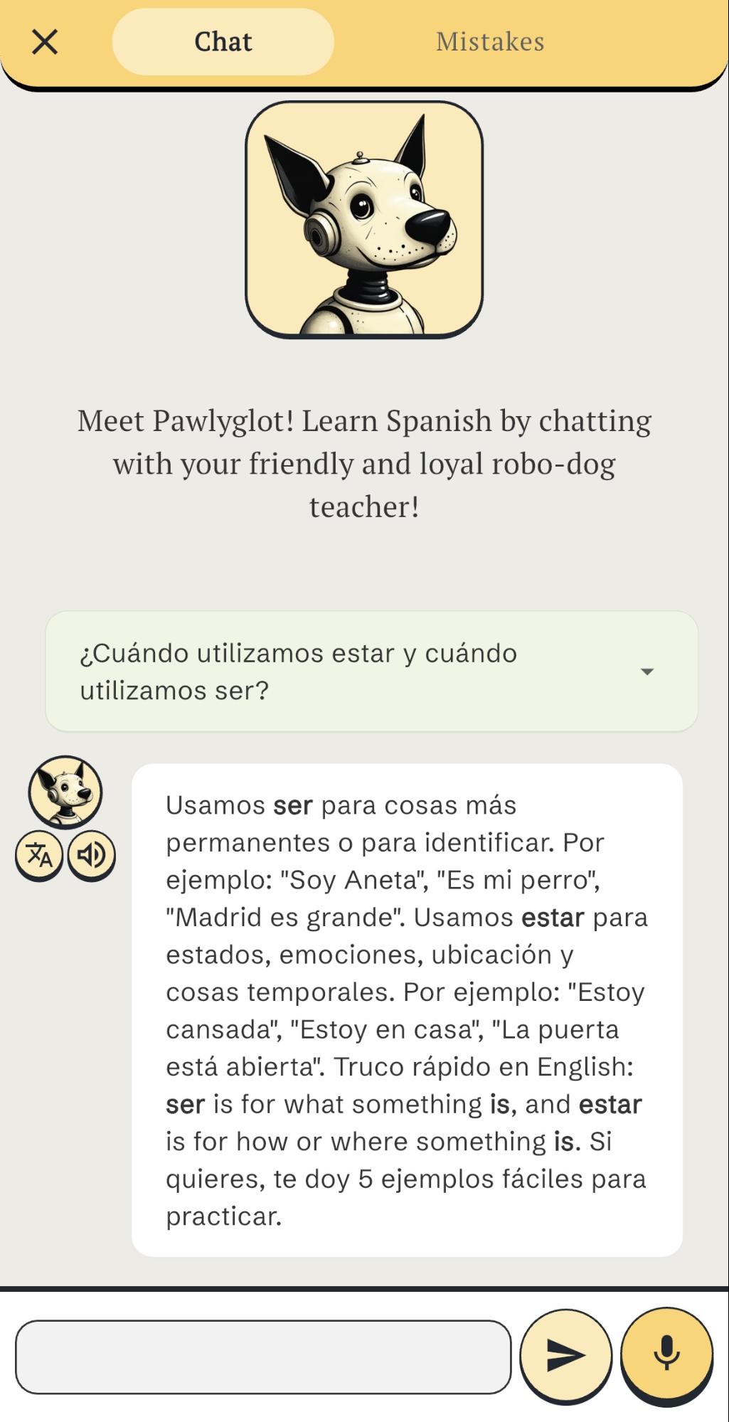 Pawlyglot replying to a Spanish grammar question